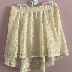 Bongo high-low cream lace mini skirt XL